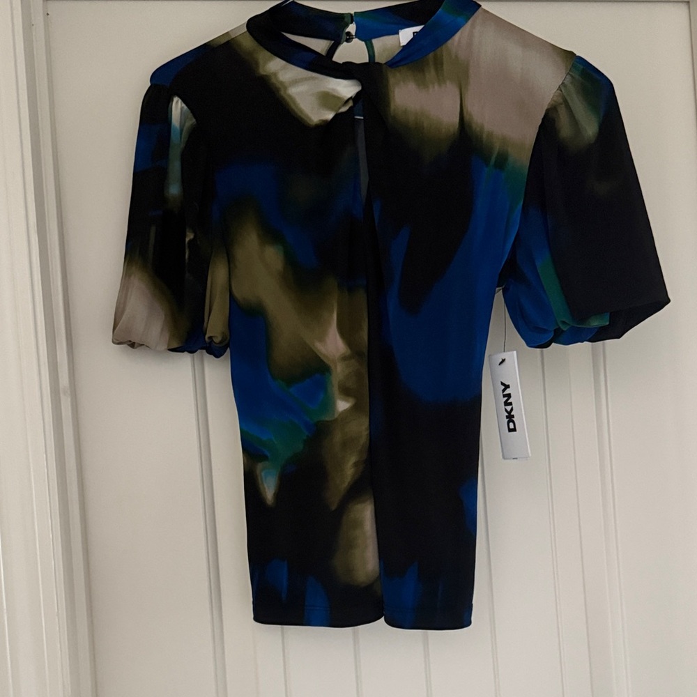 DKNY Multicolor Abstract Blouse